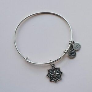 Alex and Ani Healing Love Charm Bangle Bracelet in Antique Silvertone